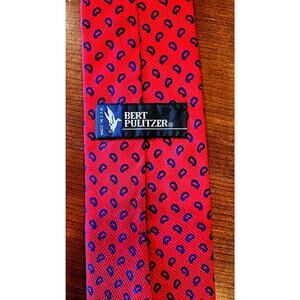 Bert Pulitzer 100% Silk Red Tie, Blue Accents NWOT, New